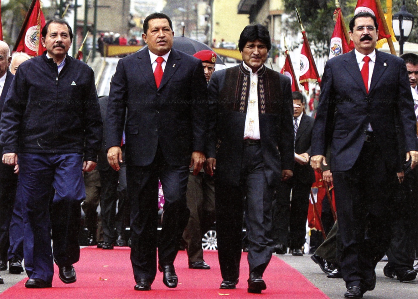 Daniel Ortega, Hugo Chavez, Evo Morales, Mel Zelaya